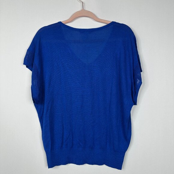 NWT White House Black Market Top L Short Sleeve Dolman Pullover Cobalt #WHBM2 - Picture 3 of 8